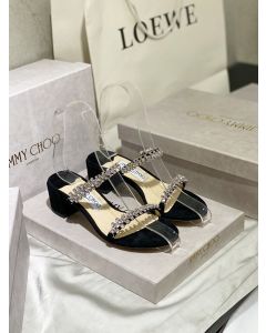 Jimmy Choo 45mm Crystal Sandals Black