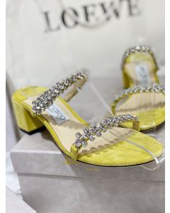 Jimmy Choo 45mm Crystal Sandals Yellow