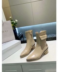 Jimmy Choo Ankle Boot 45mm Pocket Decor Med Heel Beige