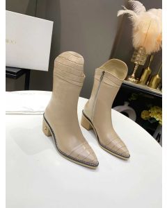 Jimmy Choo Ankle Boot 50mm JC Emblem Crocodile Beige