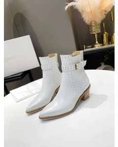 Jimmy Choo Ankle Boot 50mm Metal Rivets White