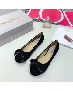 Jimmy Choo Flats Suede Bow Tie Black