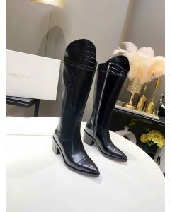 Jimmy Choo Knee Boot 50mm JC Emblem Crocodile Black