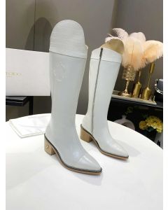 Jimmy Choo Knee Boot 50mm JC Emblem Crocodile White