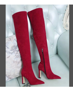 Jimmy Choo Knee Boot 85mm Suede Red