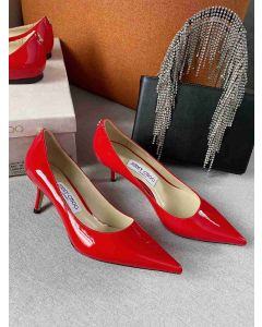 Jimmy Choo Love 65 Calf Leather Pumps JC Emblem Red