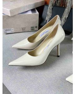 Jimmy Choo Love 85 Calf Leather Pumps JC Emblem Beige