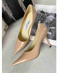 Jimmy Choo Love 85 Calf Leather Pumps JC Emblem Nude