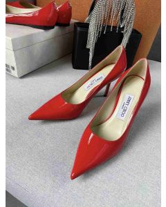 Jimmy Choo Love 85 Calf Leather Pumps JC Emblem Red