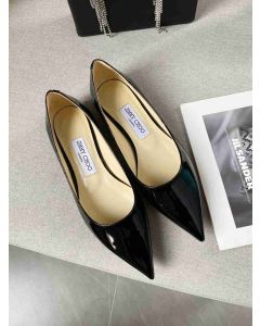 Jimmy Choo Love Flat Patent Leather JC Emblem Black