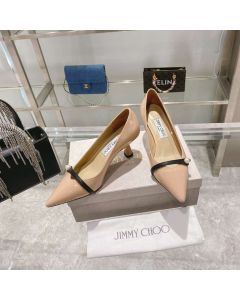 Jimmy Choo Patent Leather 65mm Pumps Pearl Detail Nude 