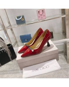 Jimmy Choo Patent Leather Pumps 65mm Pearl Detail Red