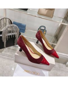 Jimmy Choo Rene 65mm Suede Patent Pump Red