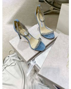 Jimmy Choo Shiloh 100 Crystal Embellished High Heel Sandals Blue