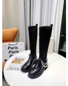 Jimmy Choo Stretch Sock Knee Boots Chain Black