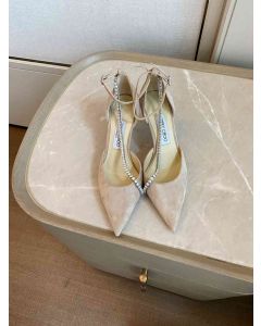 Jimmy Choo Talika 65mm Pump Crystal Chain Nude