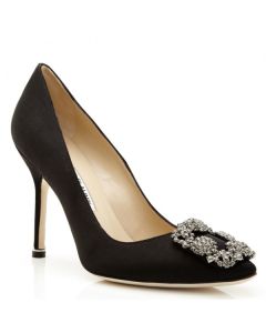 Manolo Blahnik Black Satin Hangisi 105mm Pumps