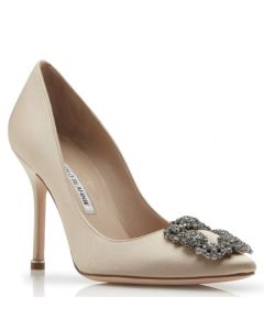 Manolo Blahnik Champagne Satin Hangisi 105mm Pumps