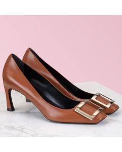 Roger Vivier Belle Vivier Trompette 70mm Pumps Brown Calfskin