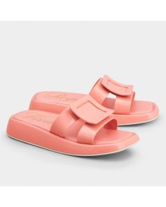 Roger Vivier Vivier Slide Covered Buckle Mules Pink Patent Leather