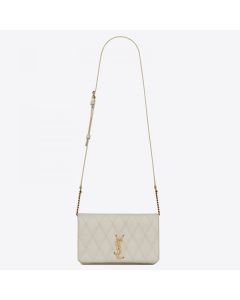 Saint Laurent Angie Chain Bag White Diamond Lambskin