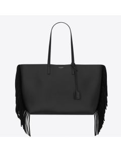 Saint Laurent Black Fringed Shopping Tote Bag