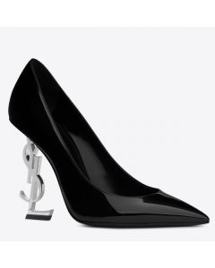 Saint Laurent Black Opyum Pumps Silver-toned Heel