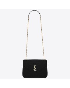 Saint Laurent Black Velvet Small Loulou Chain Bag