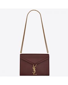 Saint Laurent Bordeaux Cassandra Monogram Clasp Bag