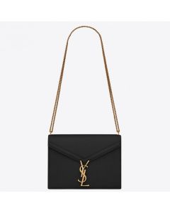 Saint Laurent Cassandra Clasp Bag Black Grained Leather