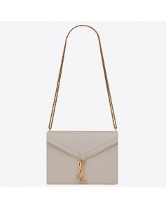 Saint Laurent Cassandra Clasp Bag Blanc Grained Leather