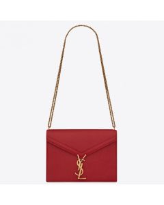 Saint Laurent Cassandra Clasp Bag Red Grained Leather