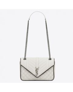 Saint Laurent Dove Medium Monogram Satchel Bag