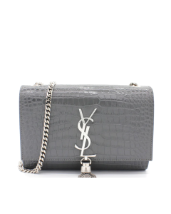 Saint Laurent Medium Kate Bag Tassel Storm Croc-Embossed Leather