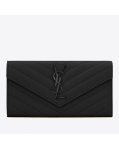 Saint Laurent Large Monogram Flap All Black Wallet