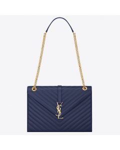 Saint Laurent Large Monogramme Envelope Navy Shoulder Bag