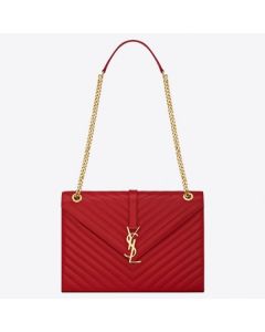 Saint Laurent Large Monogramme Envelope Red Shoulder Bag