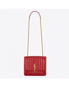 Saint Laurent Large Vicky Bag Red Patent Leather