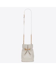 Saint Laurent Le Maillon Hook Bucket Bag White Lambskin