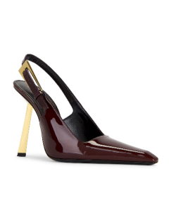 Saint Laurent Lee Slingback Pumps 110MM Patent Leather Marron Glace