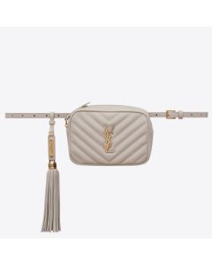 Saint Laurent Lou Belt Bag Blanc Matelasse Leather