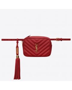 Saint Laurent Lou Belt Bag Red Matelasse Leather