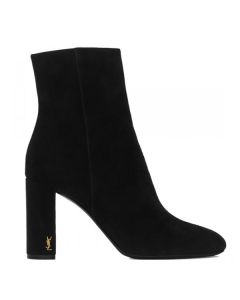 Saint Laurent LouLou 95 Zipped Ankle Boot Black Suede