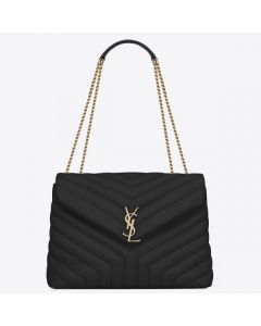 Saint Laurent Loulou Medium Bag In Black Matelasse Leather