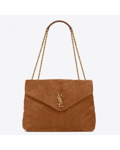 Saint Laurent Loulou Medium Bag Brown Suede Leather