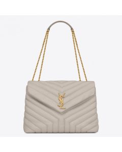 Saint Laurent Loulou Medium Bag White Matelasse Leather