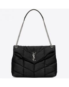 Saint Laurent Loulou Puffer Medium Bag Black Lambskin