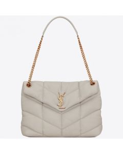 Saint Laurent Loulou Puffer Medium Bag Ivory Lambskin