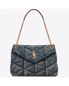 Saint Laurent Loulou Puffer Medium Bag Vintage Denim