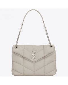 Saint Laurent Loulou Puffer Medium Bag White Lambskin